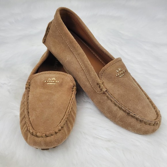 Coach Shoes - Coach Amber Size 6 Tan Suede Driving Loafers Moccasins